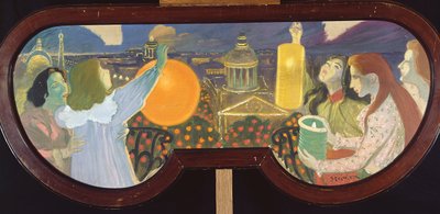 ナイトフェスティバル、1900年（ダンボールに油彩） 作： Théophile Alexandre Steinlen